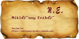 Miklóssy Enikő névjegykártya